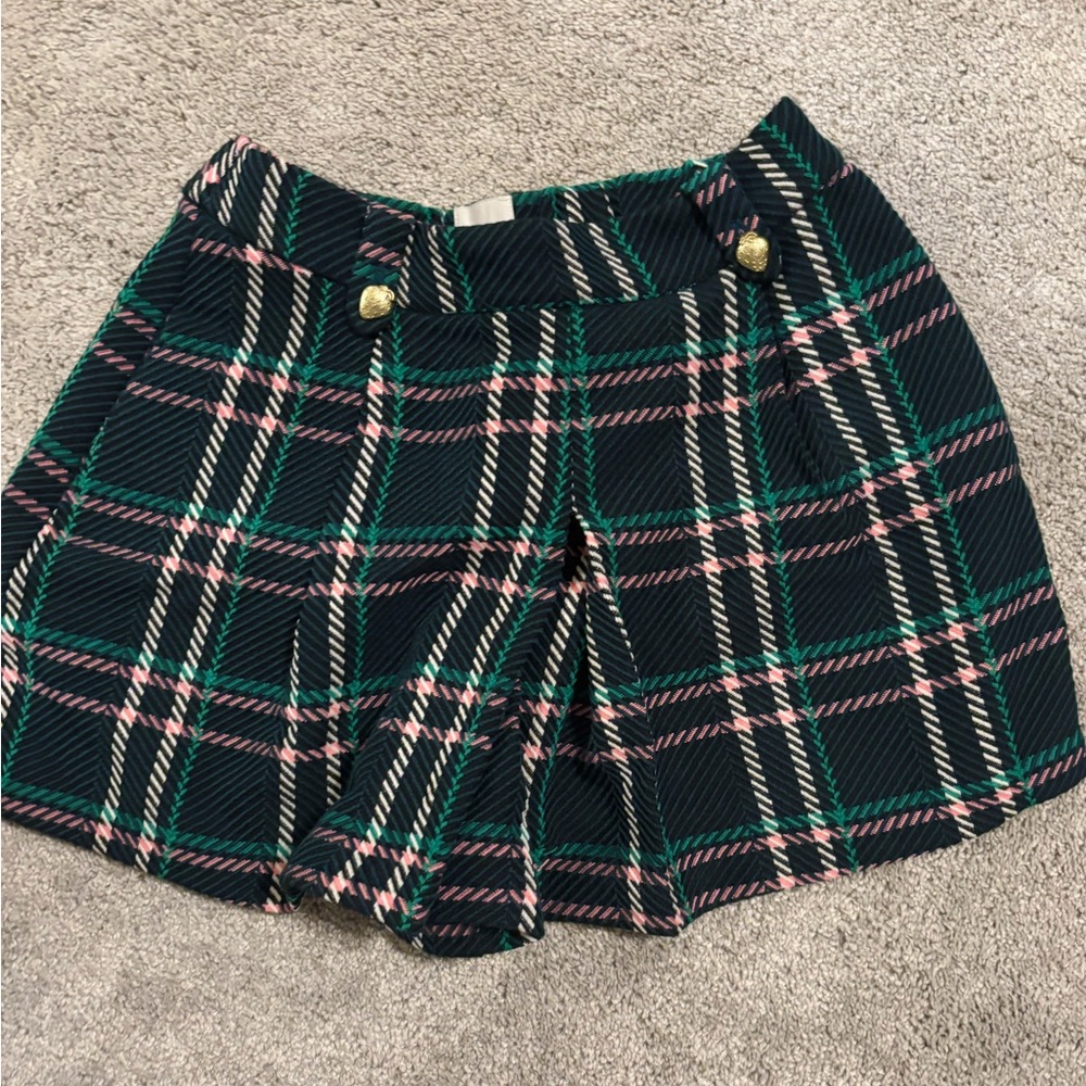 Anthropologie Plaid Black and Green Shorts